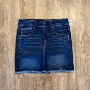 American Eagle High Rise Dark Wash Stretch Denim Mini Skirt Size 6